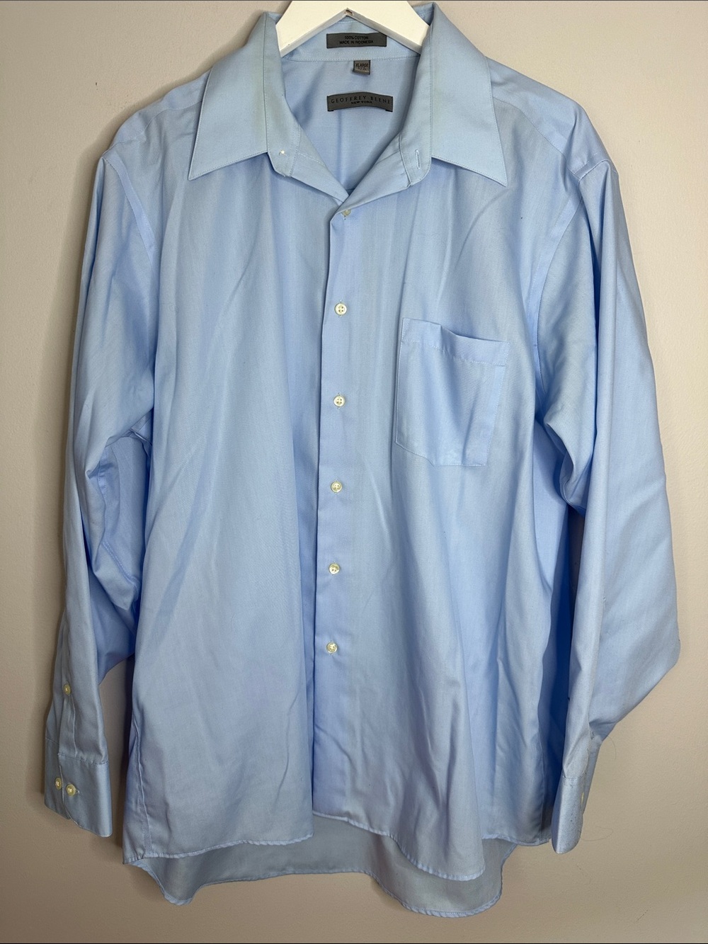 Geoffrey Beene Men's Light Blue Point-Collar Dress Shirt size 17.5